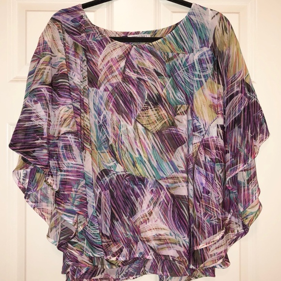Jennifer Lopez Tropical Print Flowy Top Size Large - Picture 2 of 8